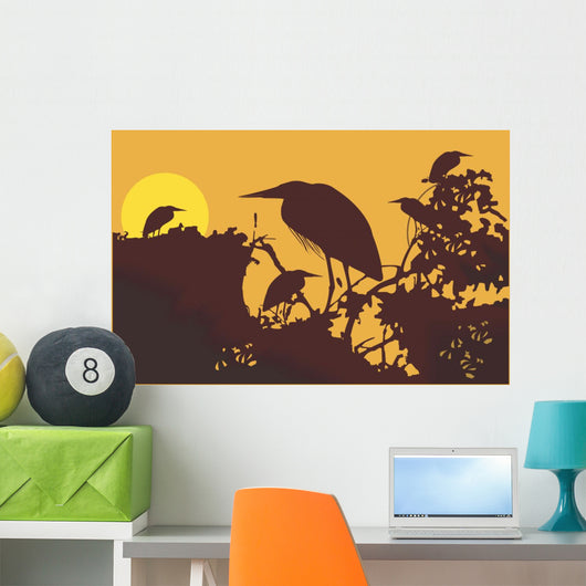 Two cranes flying Wall Mural