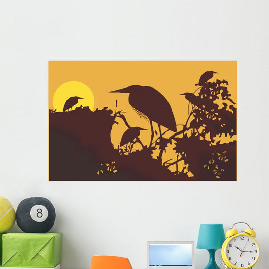 Two cranes flying Wall Mural