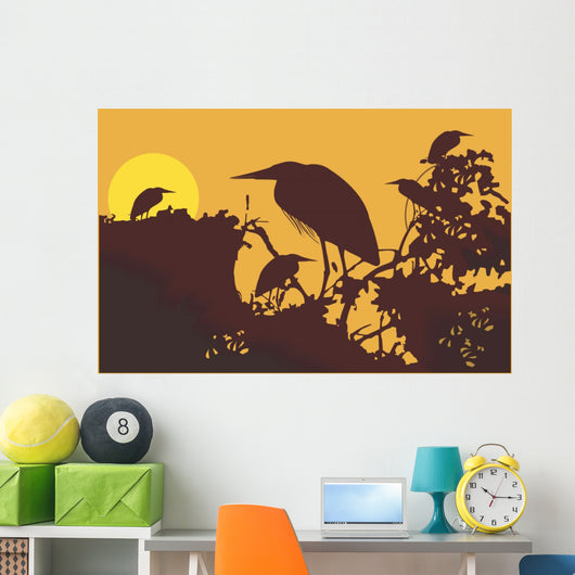 Two cranes flying Wall Mural