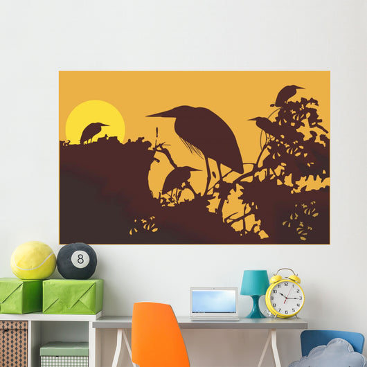 Two cranes flying Wall Mural