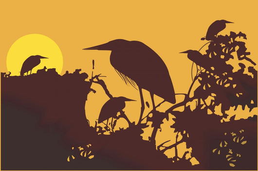 Two cranes flying Wall Mural