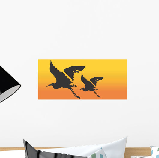 Two Cranes Flying Wall Mural