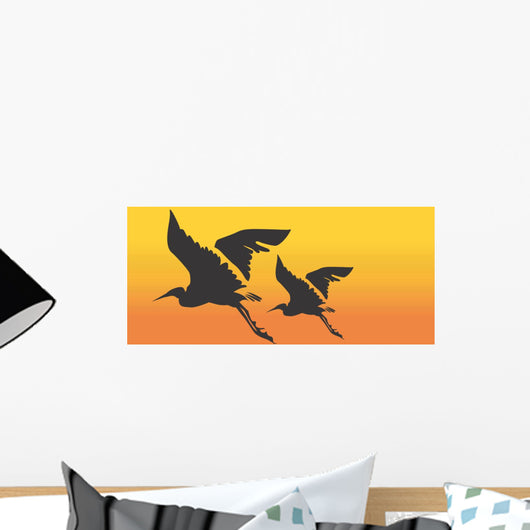 Two cranes flying Wall Mural
