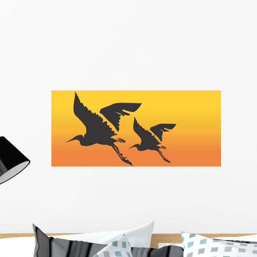 Two cranes flying Wall Mural