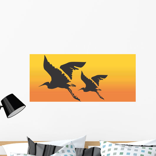 Two cranes flying Wall Mural