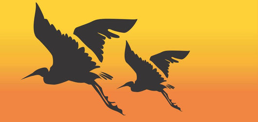 Two cranes flying Wall Mural