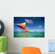 Hawaii, Oahu, Lanikai, Man In Colorful Sailing Canoe Wall Mural