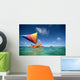 Hawaii, Oahu, Lanikai, Man In Colorful Sailing Canoe Wall Mural