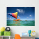 Hawaii, Oahu, Lanikai, Man In Colorful Sailing Canoe Wall Mural