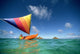Hawaii, Oahu, Lanikai, Man In Colorful Sailing Canoe Wall Mural