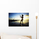 Hawaii, Female Hula Dancer On Beach, Silhouetted By Sunset Wall Mural
