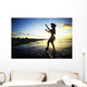 Hawaii, Female Hula Dancer On Beach, Silhouetted By Sunset Wall Mural