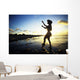 Hawaii, Female Hula Dancer On Beach, Silhouetted By Sunset Wall Mural