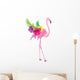 Pink Floral Tropical Flamingo Wall Decal