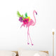 Pink Floral Tropical Flamingo Wall Decal