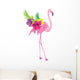Pink Floral Tropical Flamingo Wall Decal