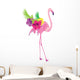 Pink Floral Tropical Flamingo Wall Decal