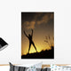 Hawaii, Silhouette Of A Woman Stretching On A Mountain Top At Sunset Wall Mural