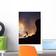 Hawaii, Silhouette Of A Woman Stretching On A Mountain Top At Sunset Wall Mural