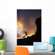 Hawaii, Silhouette Of A Woman Stretching On A Mountain Top At Sunset Wall Mural