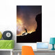 Hawaii, Silhouette Of A Woman Stretching On A Mountain Top At Sunset Wall Mural