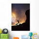 Hawaii, Silhouette Of A Woman Stretching On A Mountain Top At Sunset Wall Mural