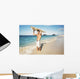Hawaii, Oahu, Young Man At The Beach With Surfboard Wall Mural