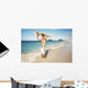 Hawaii, Oahu, Young Man At The Beach With Surfboard Wall Mural