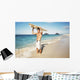 Hawaii, Oahu, Young Man At The Beach With Surfboard Wall Mural