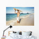 Hawaii, Oahu, Young Man At The Beach With Surfboard Wall Mural
