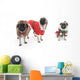 Three Pugs Dressed up Wall Mural