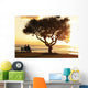 Beautiful Sunset Over The Ocean With A Couple Sitting On A Bench Wall Mural