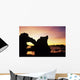 Natural Stone Arch Silhouetted At Sunset Wall Mural