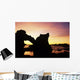Natural Stone Arch Silhouetted At Sunset Wall Mural