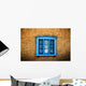 Northern New Mexican Windows, New Mexico, Blue Deep-Seated Window Wall Mural