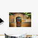 New Mexican Doors, New Mexico, Details Of Old Stone Doorway And Garden Wall Mural