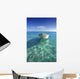 White Boat Floating On Turquoise Water Wall Mural