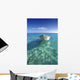 White Boat Floating On Turquoise Water Wall Mural