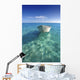 White Boat Floating On Turquoise Water Wall Mural