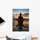 Hawaii, Maui, Silhouette Of Beautiful Girl Doing Yoga On The Beach Wall Mural