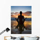 Hawaii, Maui, Silhouette Of Beautiful Girl Doing Yoga On The Beach Wall Mural