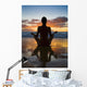 Hawaii, Maui, Silhouette Of Beautiful Girl Doing Yoga On The Beach Wall Mural