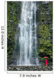 Woman Stands With Umbrella At The Base Of Waterfall Wall Mural