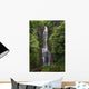 Woman Stands With Umbrella At Wailua Falls Surrounded By Foliage Wall Mural
