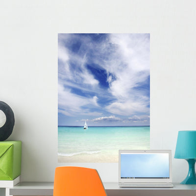 Mexico Yucatan Peninsula Sailboat Wall Mural shown on a wall