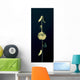 Sheer Representation Of Flowers And Stem On Black Background Wall Mural