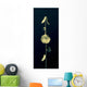 Sheer Representation Of Flowers And Stem On Black Background Wall Mural