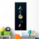 Sheer Representation Of Flowers And Stem On Black Background Wall Mural