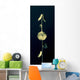 Sheer Representation Of Flowers And Stem On Black Background Wall Mural