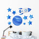 Blue Stars Cosmic Spaceship Wall Decal Sticker Set